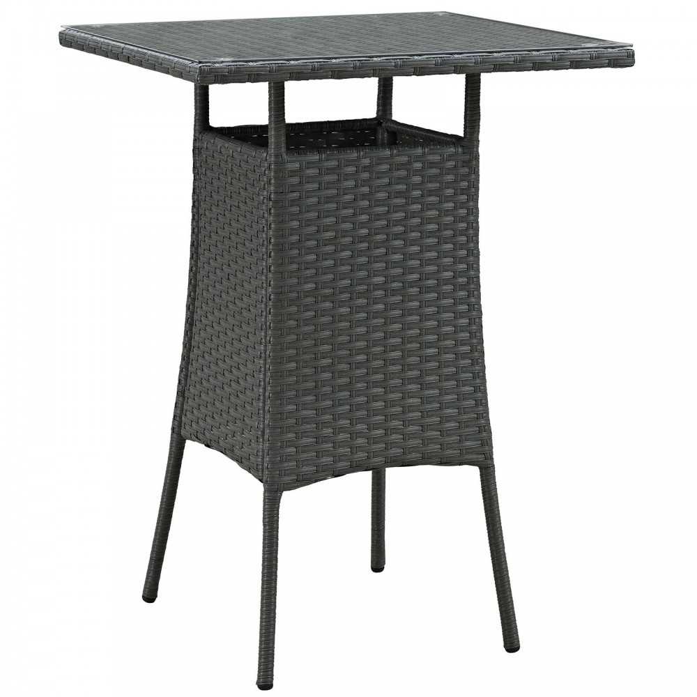 Sojourn 5 Piece Outdoor Patio Sunbrella Pub Set, Canvas Gray, EEI-1967-CHC-GRY-SET