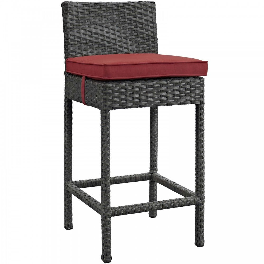Sojourn 5 Piece Outdoor Patio Sunbrella Pub Set, Canvas Red, EEI-1967-CHC-RED-SET