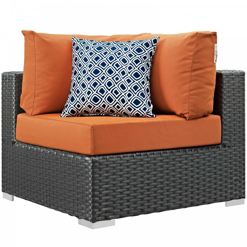 Sojourn 5 Piece Outdoor Patio Sunbrella Sectional Set, Canvas Tuscan, EEI-2378-CHC-TUS-SET