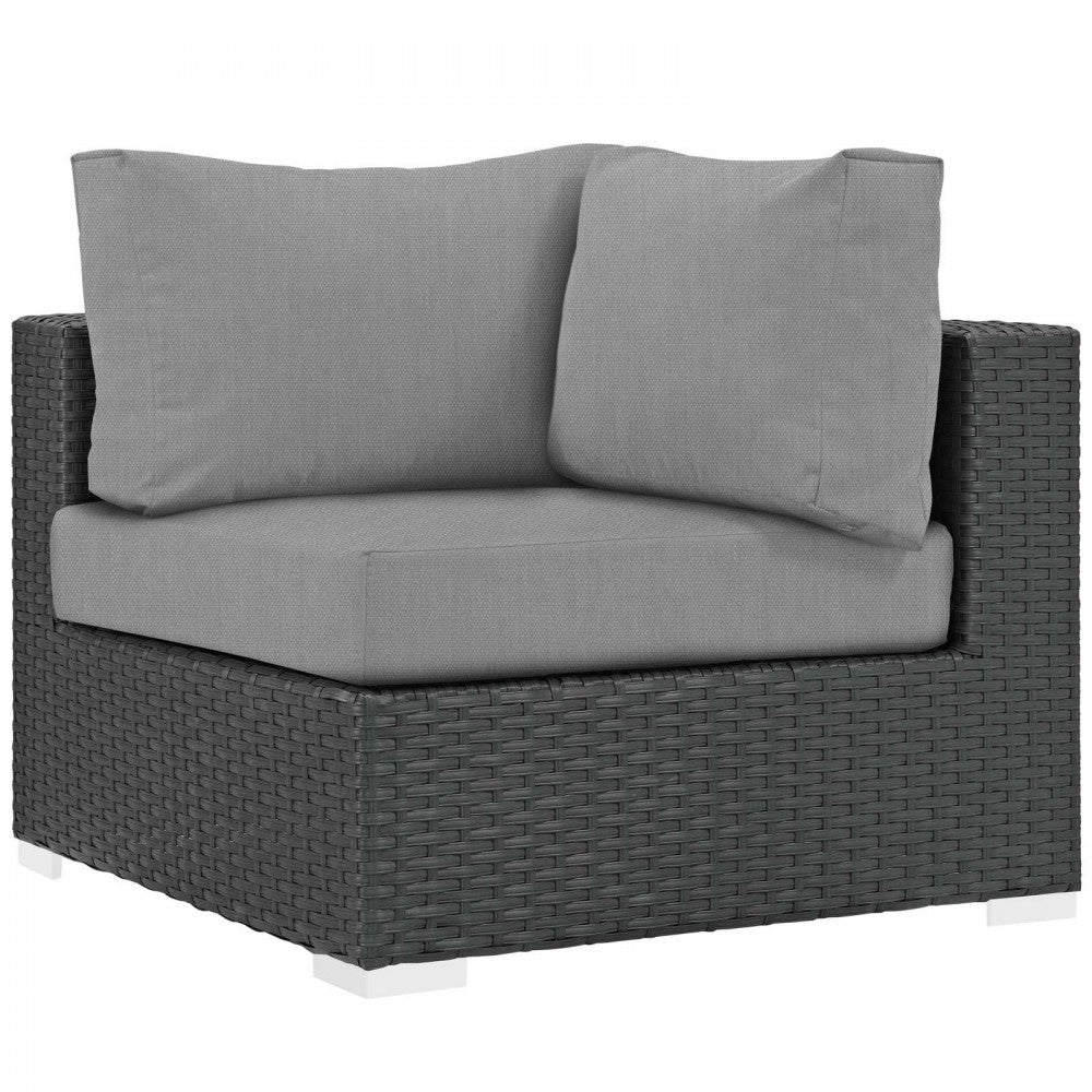 Sojourn 5 Piece Outdoor Patio Sunbrella Sectional Set, Canvas Gray, EEI-1882-CHC-GRY-SET