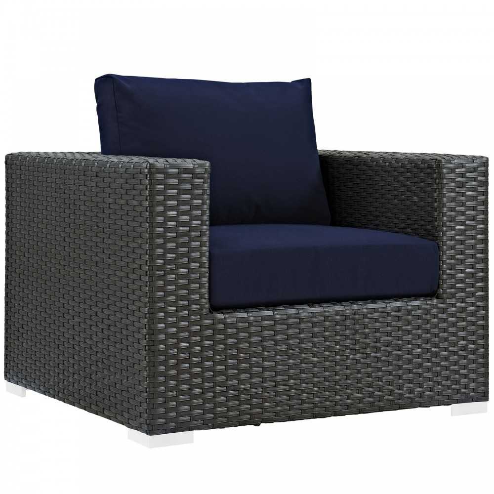 Sojourn 7 Piece Outdoor Patio Sunbrella Sectional Set, Canvas Navy, EEI-1878-CHC-NAV-SET