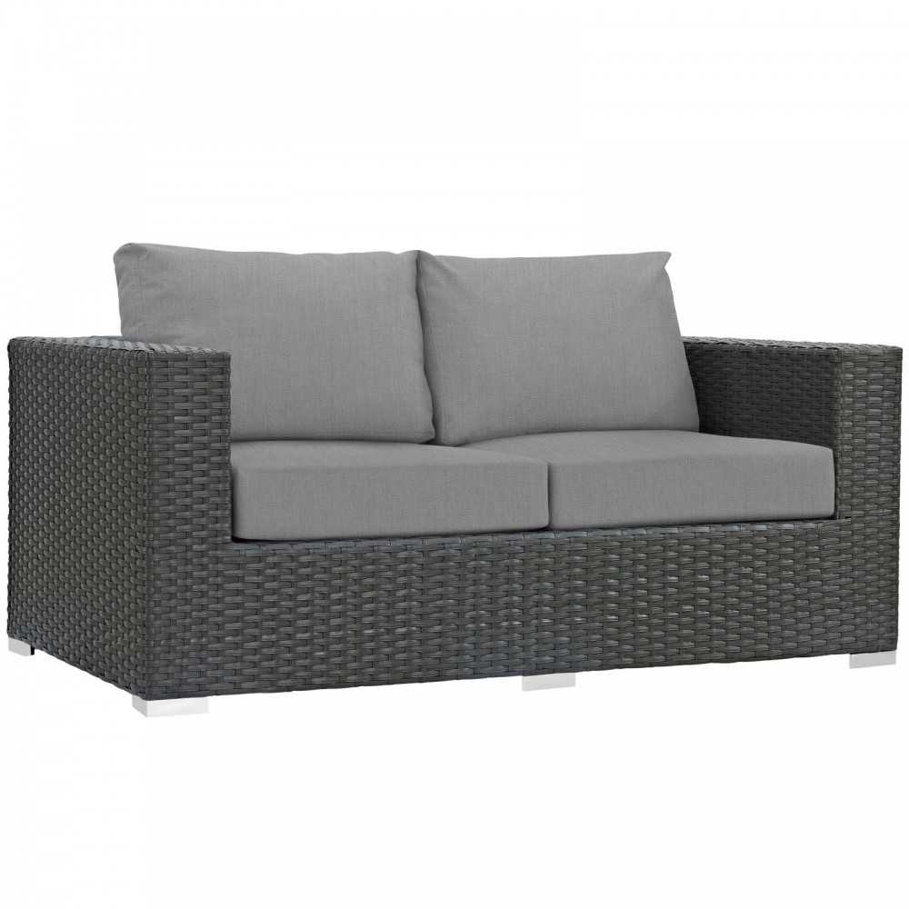 Sojourn 8 Piece Outdoor Patio Sunbrella Sectional Set, Canvas Gray