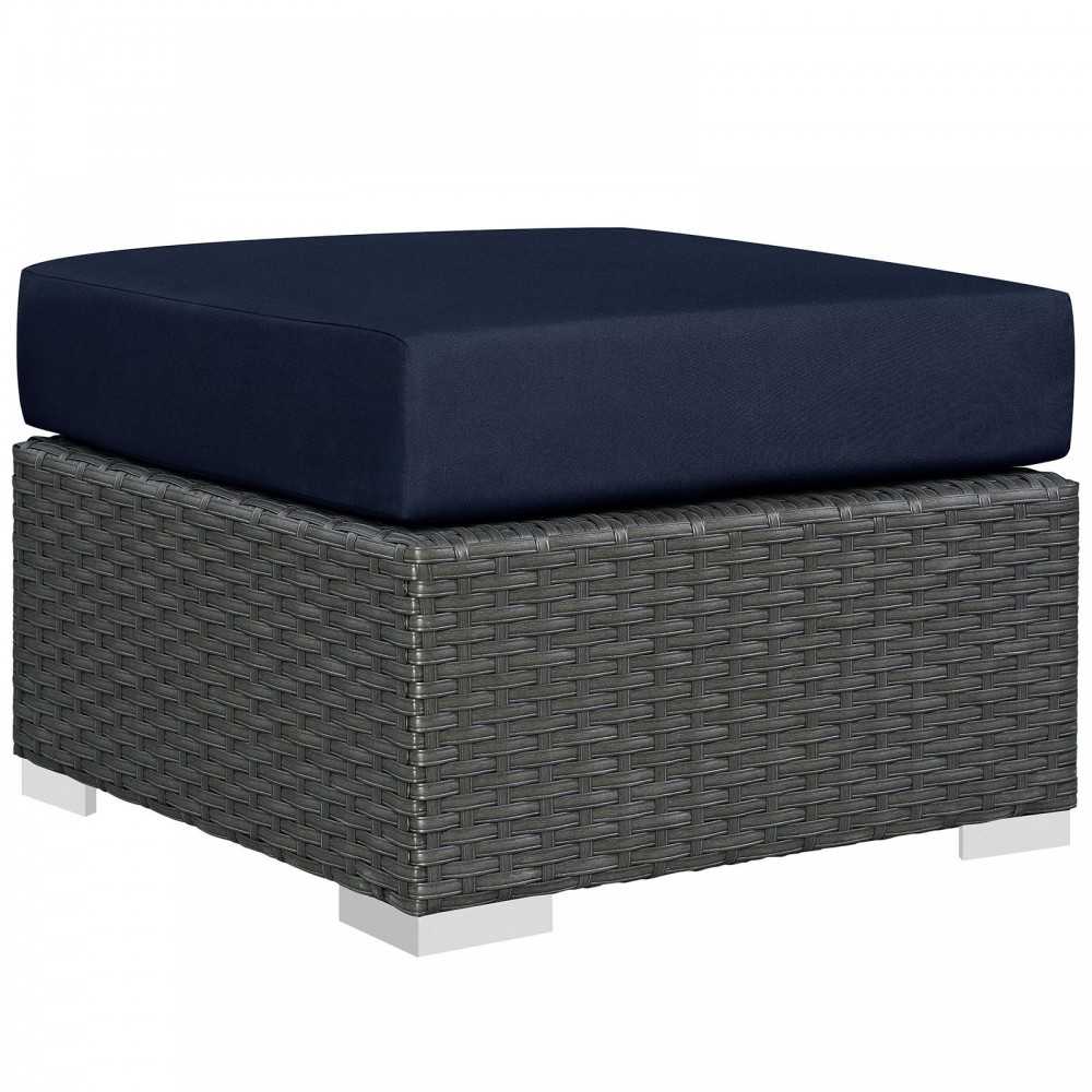 Sojourn 8 Piece Outdoor Patio Sunbrella Sectional Set, Canvas Navy, EEI-1880-CHC-NAV-SET
