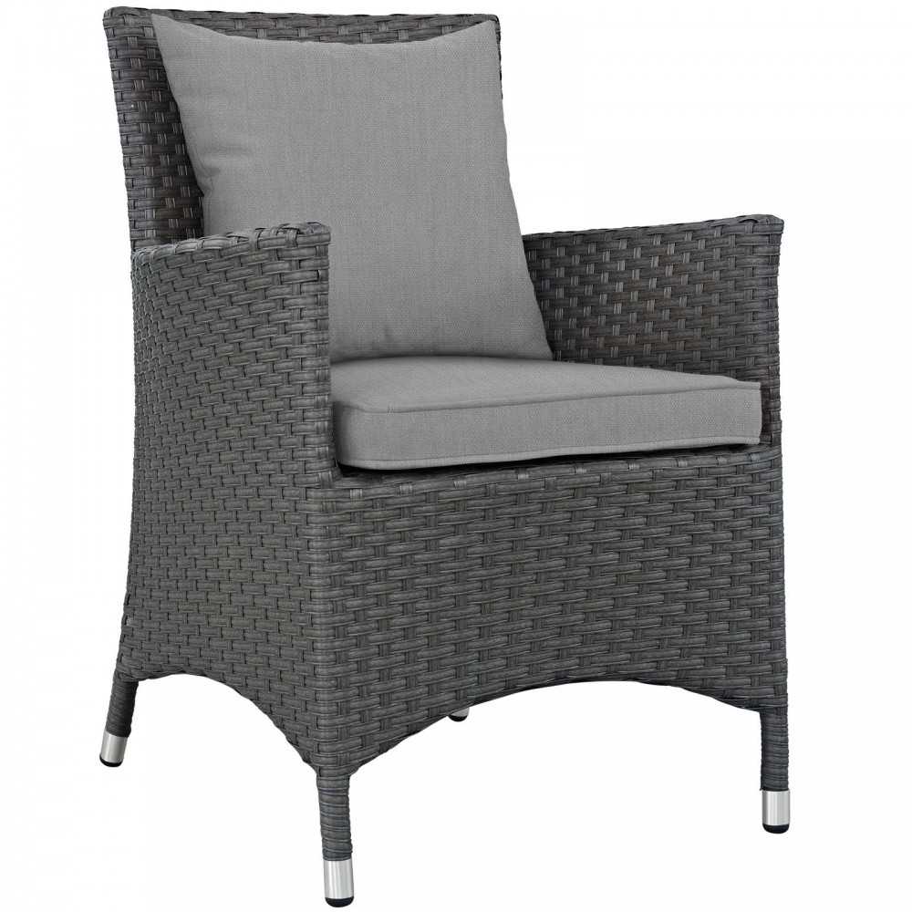 Sojourn Dining Outdoor Patio Sunbrella Armchair, Canvas Gray