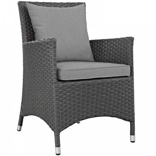 Sojourn Dining Outdoor Patio Sunbrella Armchair, Canvas Gray