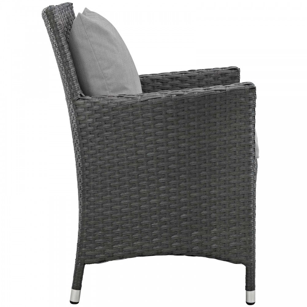 Sojourn Dining Outdoor Patio Sunbrella Armchair, Canvas Gray