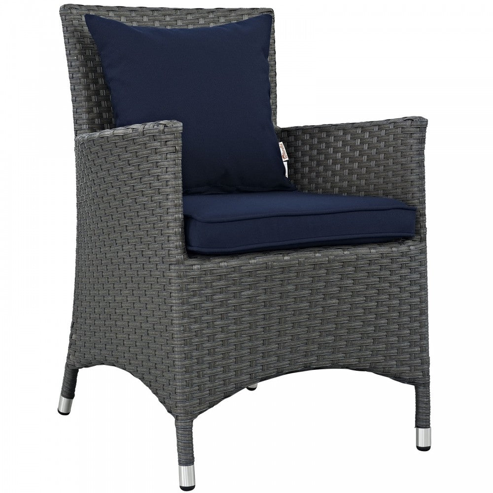 Sojourn Dining Outdoor Patio Sunbrella Armchair, Canvas Navy