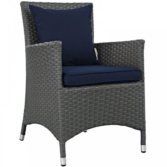 Sojourn Dining Outdoor Patio Sunbrella Armchair, Canvas Navy