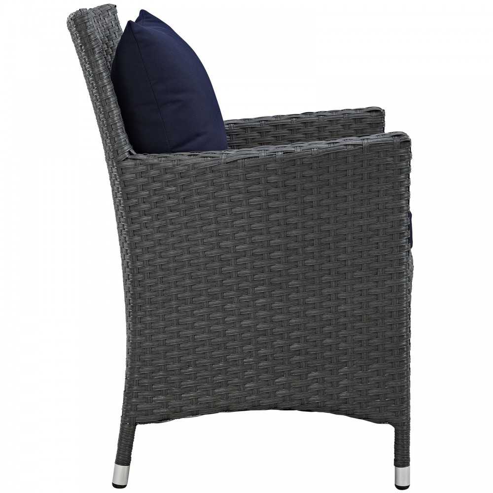 Sojourn Dining Outdoor Patio Sunbrella Armchair, Canvas Navy