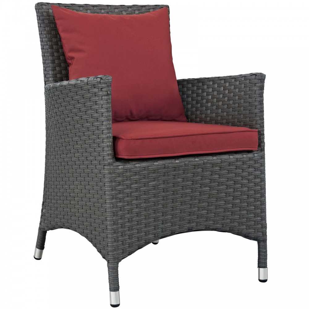 Sojourn Dining Outdoor Patio Sunbrella Armchair, Canvas Red