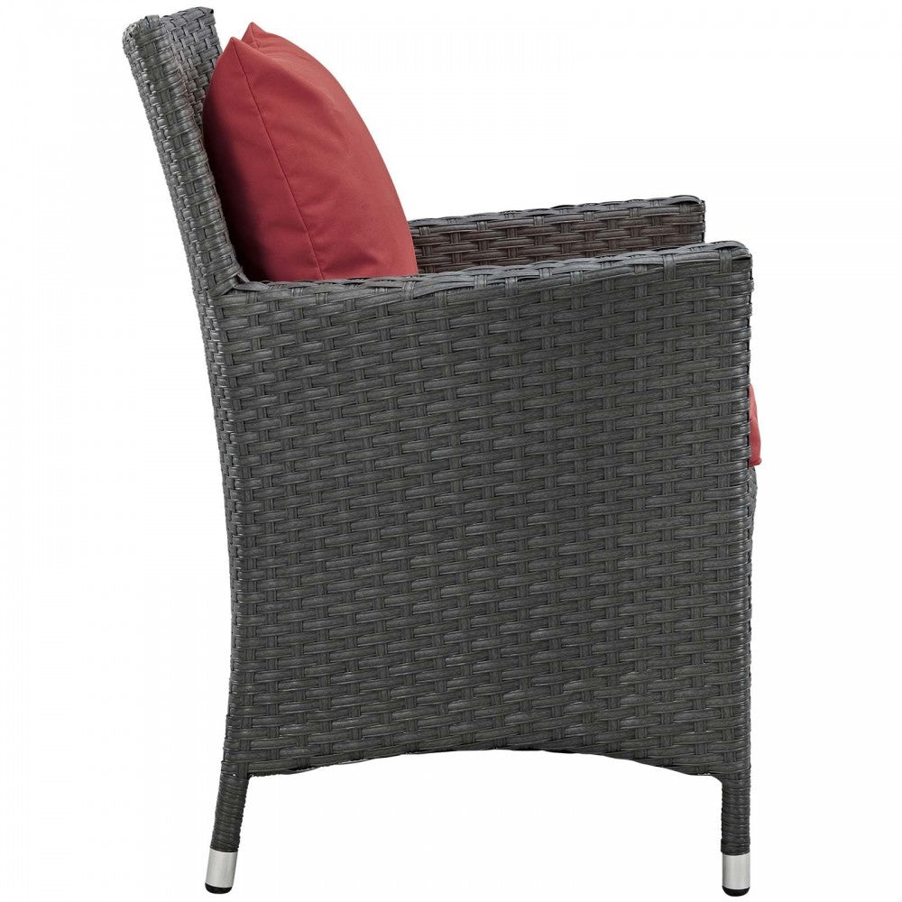 Sojourn Dining Outdoor Patio Sunbrella Armchair, Canvas Red