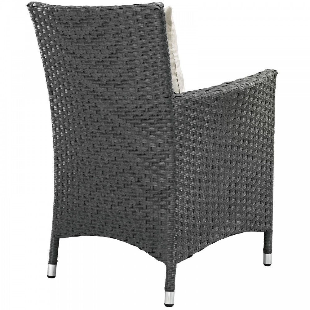 Sojourn Dining Outdoor Patio Sunbrella Armchair, Antique Canvas Beige