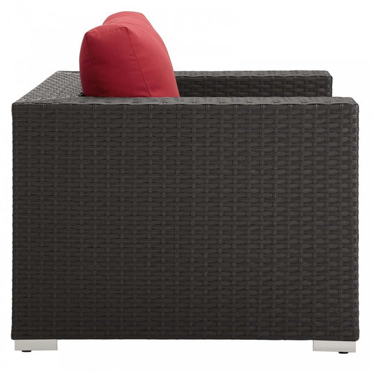 Sojourn Outdoor Patio Sunbrella Armchair, Canvas Red