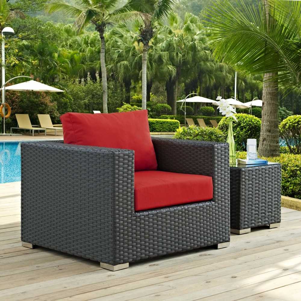 Sojourn Outdoor Patio Sunbrella Armchair, Canvas Red