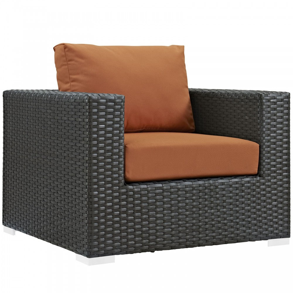 Sojourn Outdoor Patio Sunbrella Armchair, Canvas Tuscan