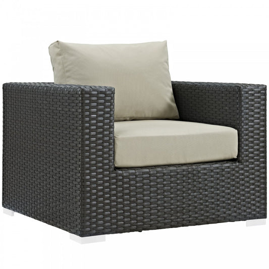 Sojourn Outdoor Patio Sunbrella Armchair, Canvas Antique Beige