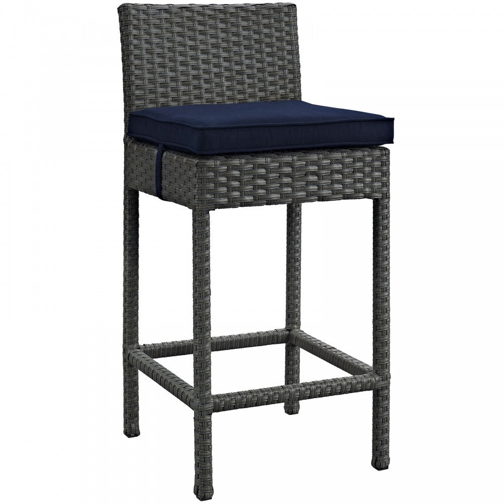 Sojourn Outdoor Patio Sunbrella Bar Stool, Canvas Navy