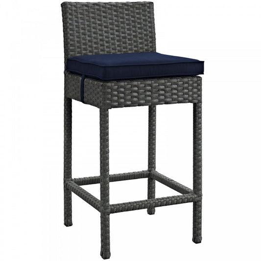 Sojourn Outdoor Patio Sunbrella Bar Stool, Canvas Navy