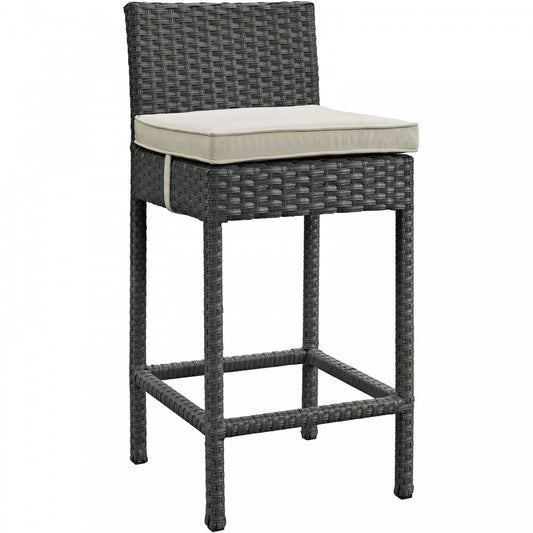Sojourn Outdoor Patio Sunbrella Bar Stool, Antique Canvas Beige