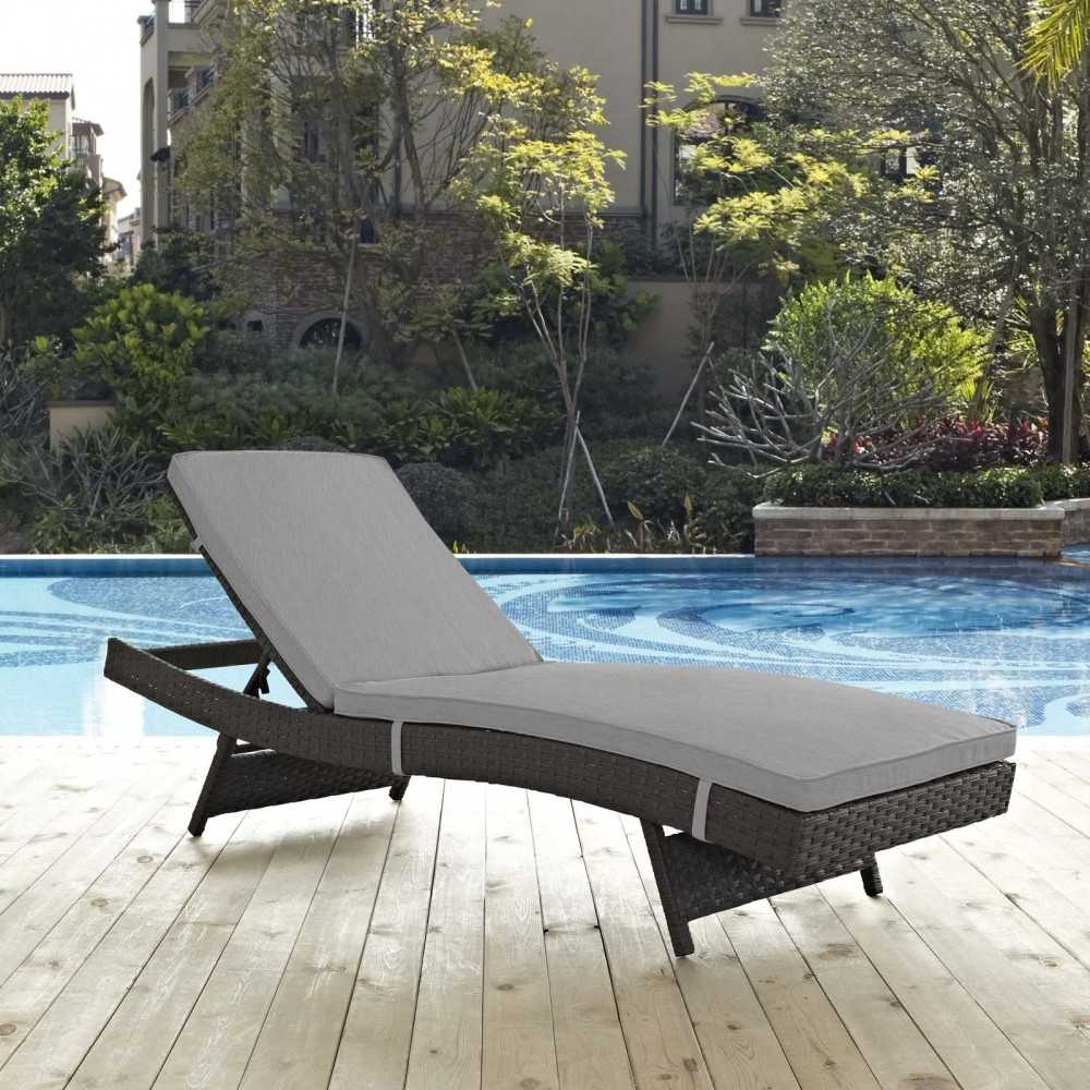 Sojourn Outdoor Patio Sunbrella Chaise, Canvas Gray
