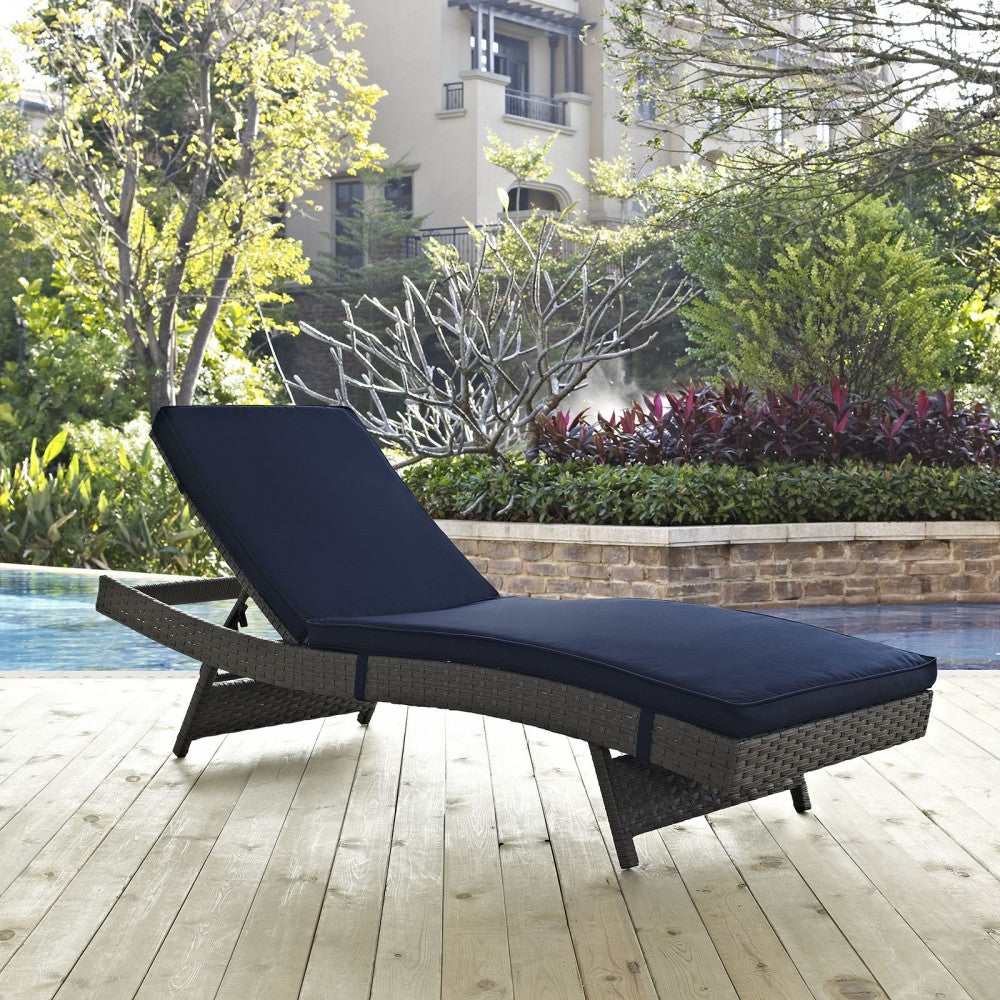 Sojourn Outdoor Patio Sunbrella Chaise, Canvas Navy