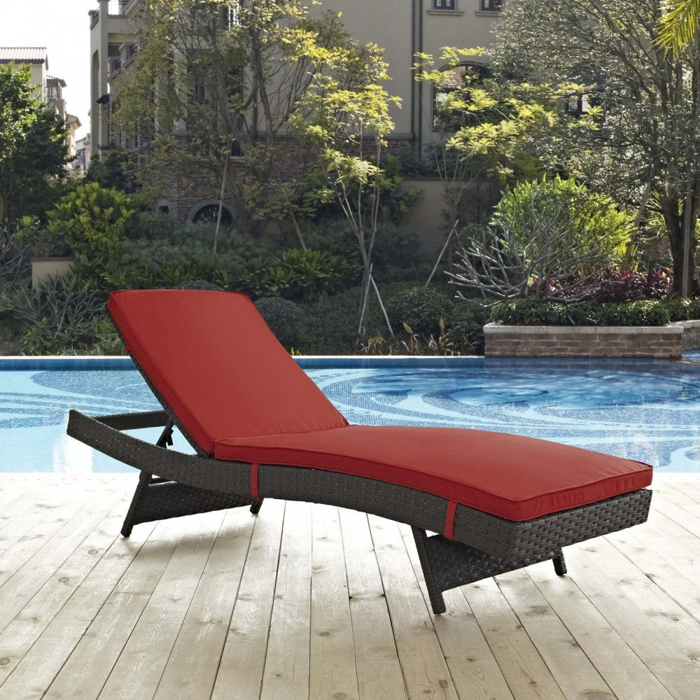 Sojourn Outdoor Patio Sunbrella Chaise, Canvas Red
