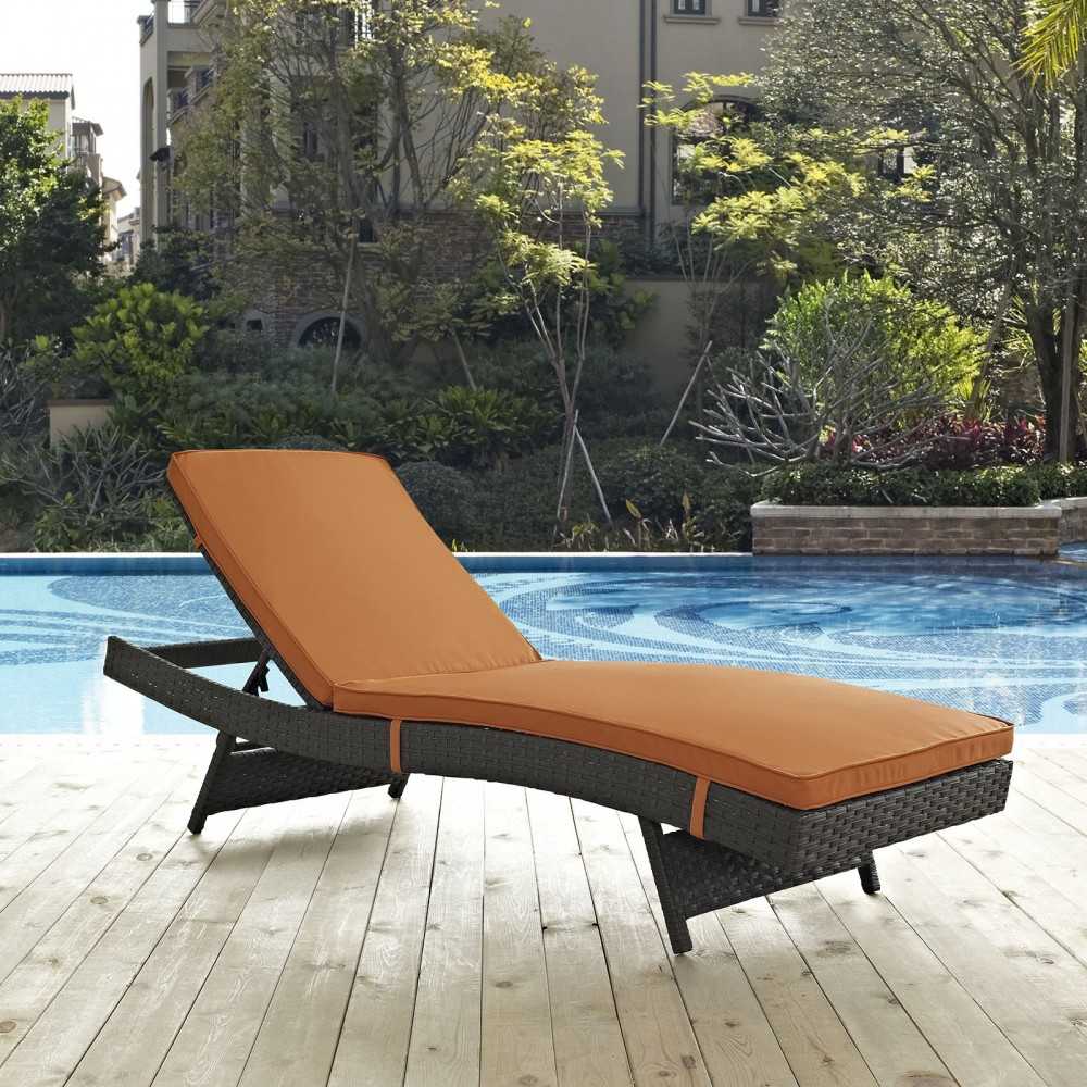 Sojourn Outdoor Patio Sunbrella Chaise, Canvas Tuscan