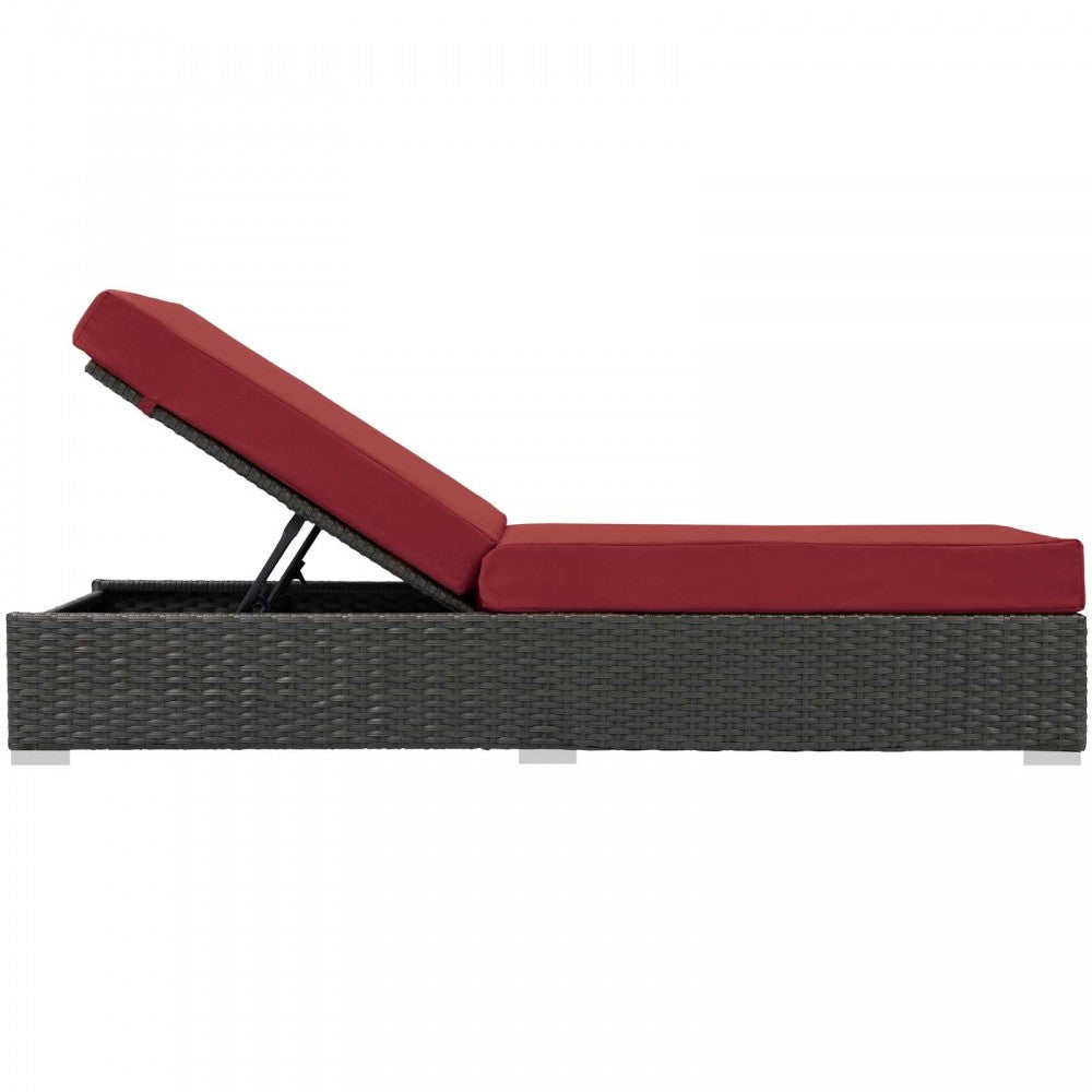 Sojourn Outdoor Patio Sunbrella Chaise Lounge, Canvas Red