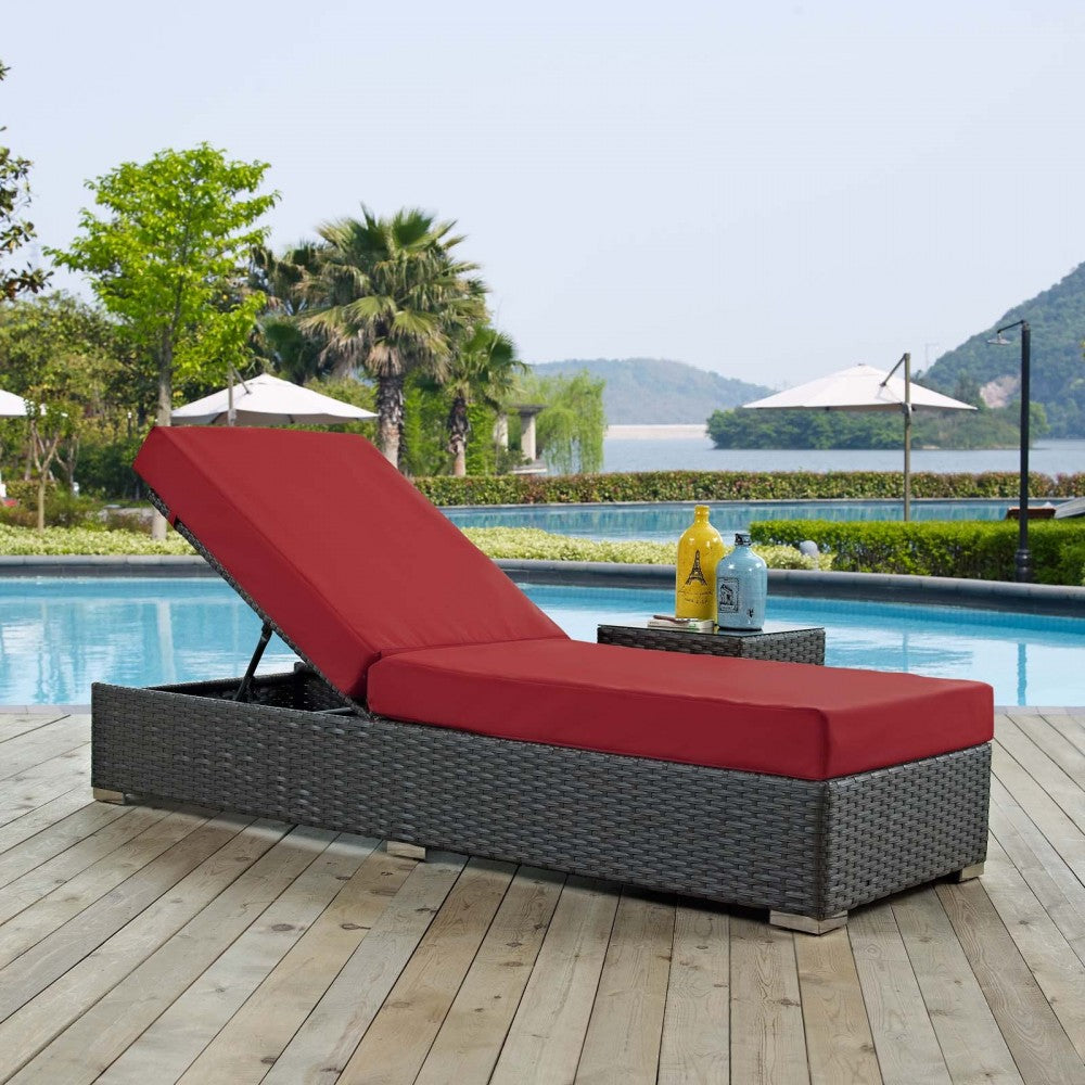 Sojourn Outdoor Patio Sunbrella Chaise Lounge, Canvas Red