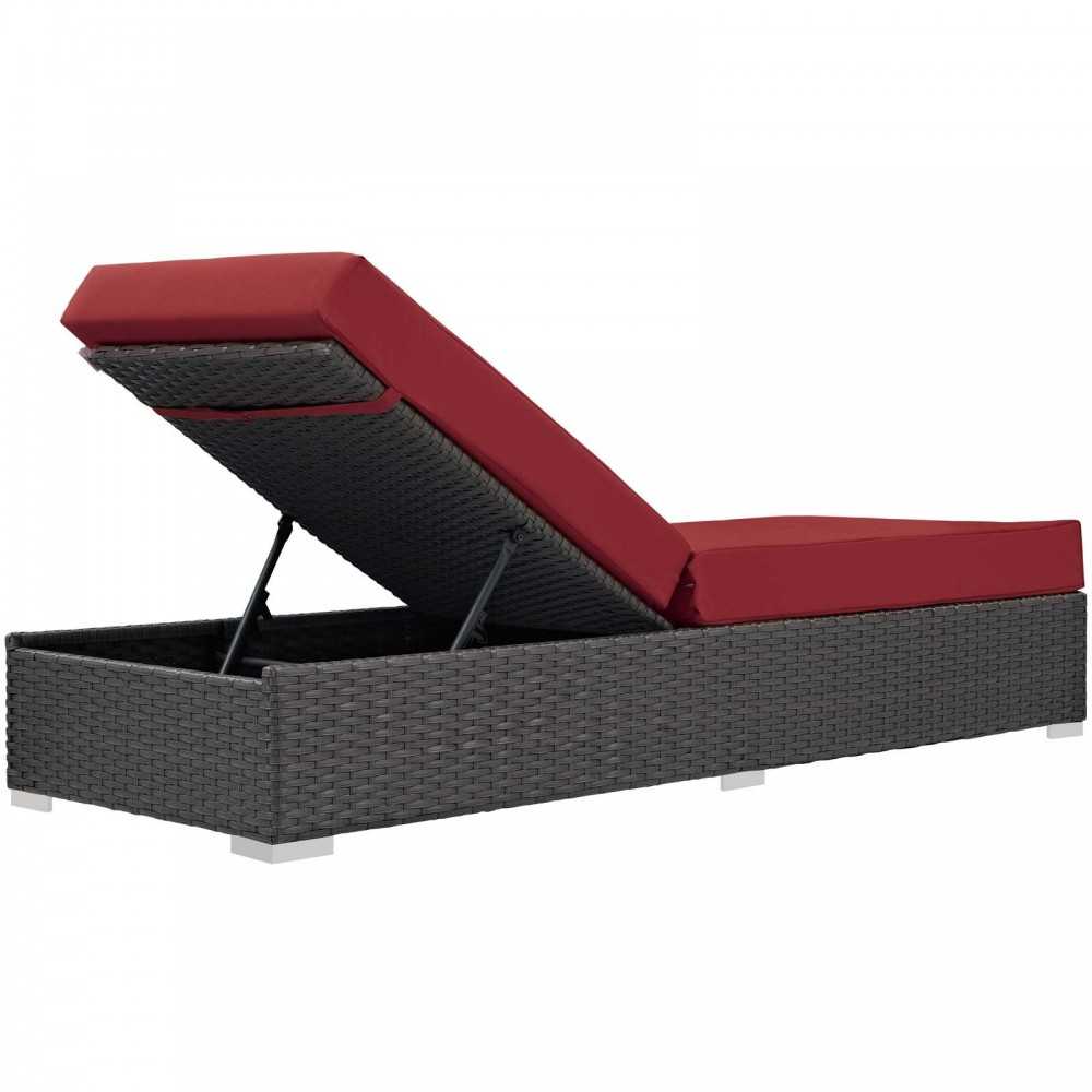 Sojourn Outdoor Patio Sunbrella Chaise Lounge, Canvas Red