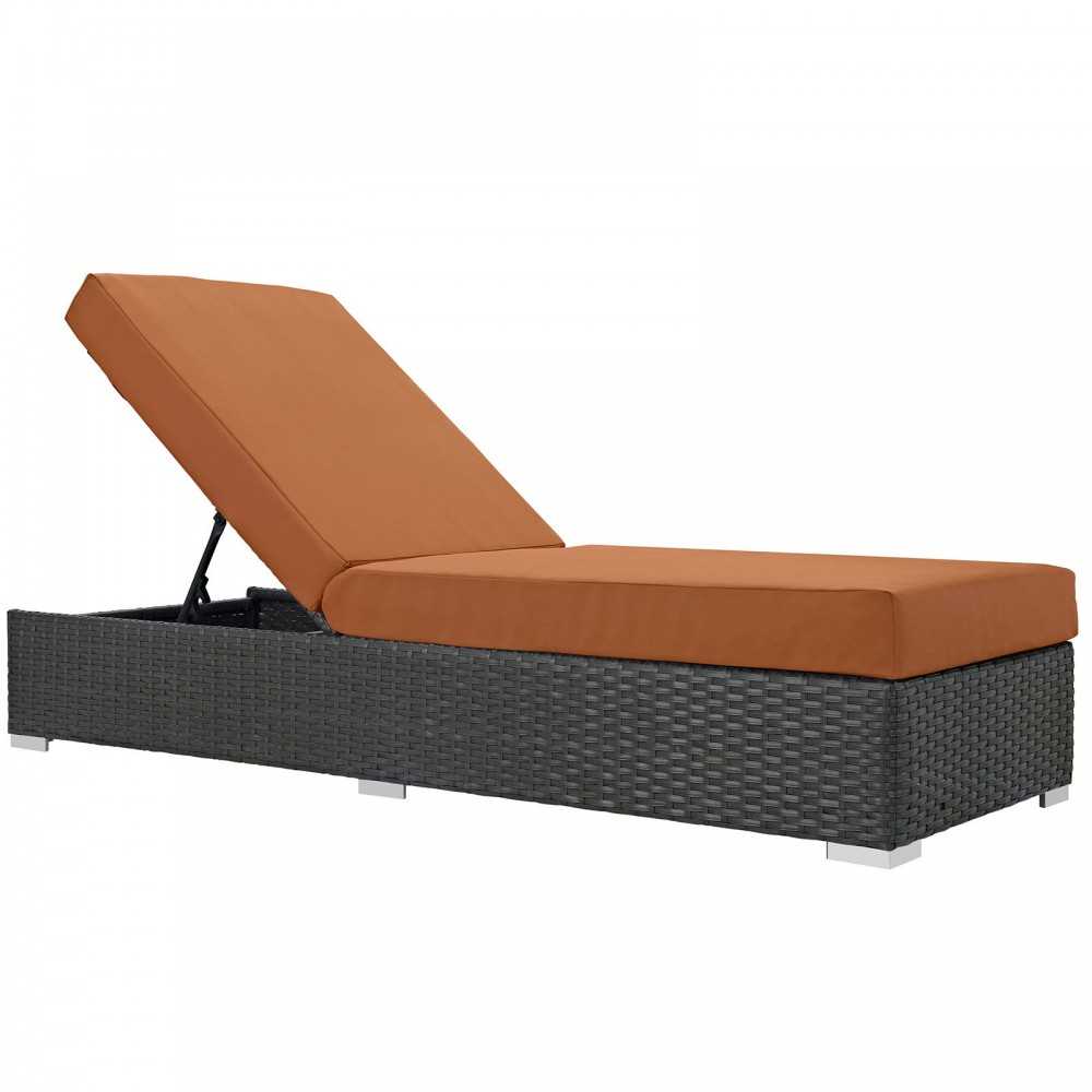 Sojourn Outdoor Patio Sunbrella Chaise Lounge, Canvas Tuscan