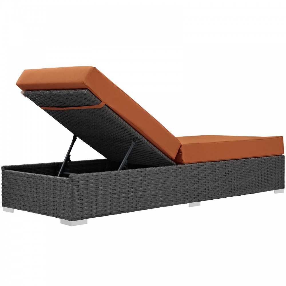 Sojourn Outdoor Patio Sunbrella Chaise Lounge, Canvas Tuscan