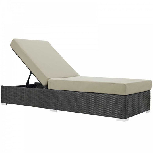Sojourn Outdoor Patio Sunbrella Chaise Lounge, Canvas Antique Beige