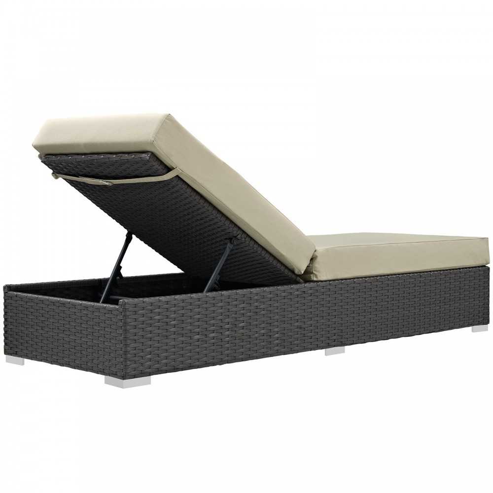 Sojourn Outdoor Patio Sunbrella Chaise Lounge, Canvas Antique Beige