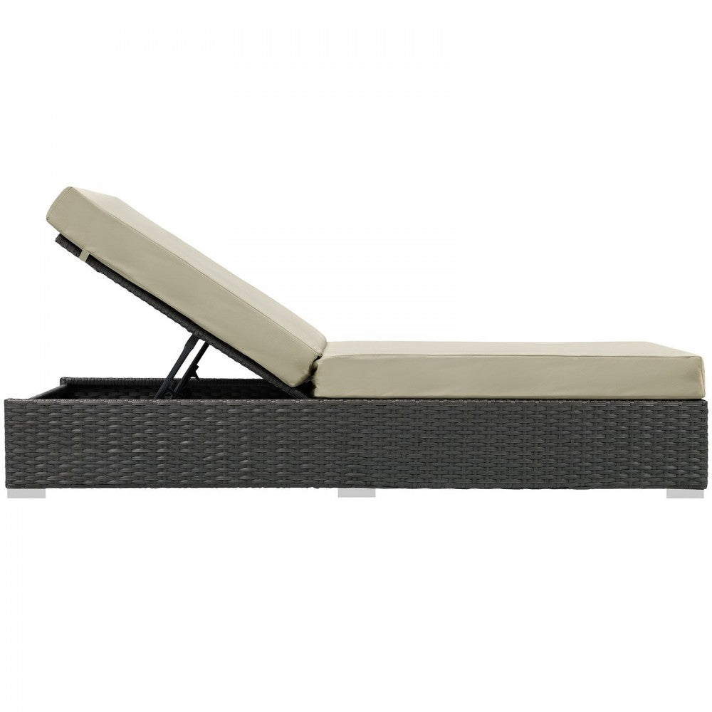 Sojourn Outdoor Patio Sunbrella Chaise Lounge, Canvas Antique Beige