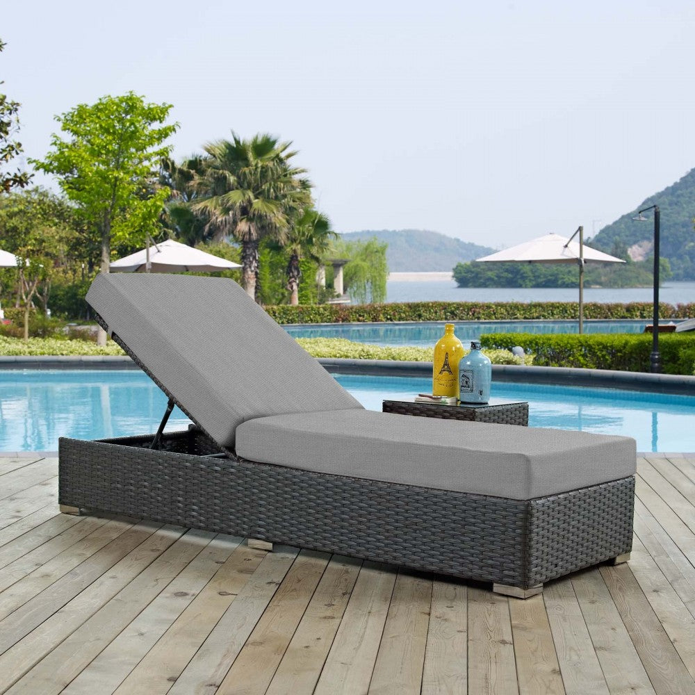 Sojourn Outdoor Patio Sunbrella Chaise Lounge, Canvas Gray