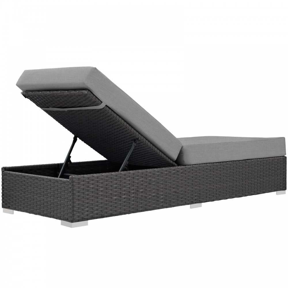 Sojourn Outdoor Patio Sunbrella Chaise Lounge, Canvas Gray