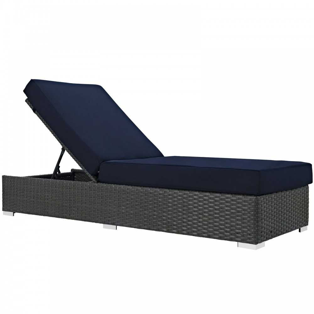 Sojourn Outdoor Patio Sunbrella Chaise Lounge, Canvas Navy