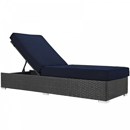 Sojourn Outdoor Patio Sunbrella Chaise Lounge, Canvas Navy