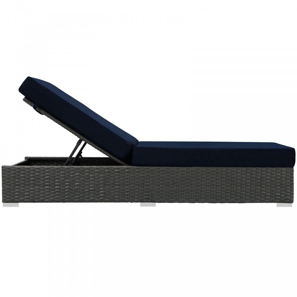 Sojourn Outdoor Patio Sunbrella Chaise Lounge, Canvas Navy