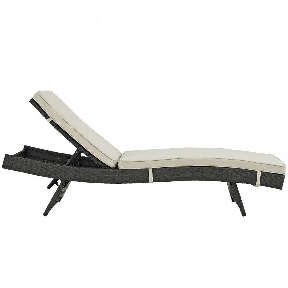 Sojourn Outdoor Patio Sunbrella Chaise, Antique Canvas Beige