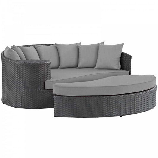 Sojourn Outdoor Patio Sunbrella Daybed, Canvas Gray, EEI-1982-CHC-GRY