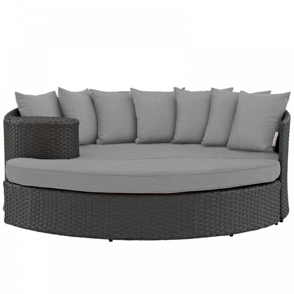 Sojourn Outdoor Patio Sunbrella Daybed, Canvas Gray, EEI-1982-CHC-GRY