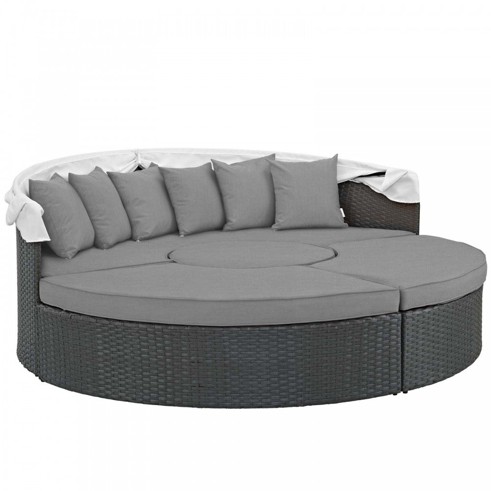 Sojourn Outdoor Patio Sunbrella Daybed, Canvas Gray, EEI-1986-CHC-GRY