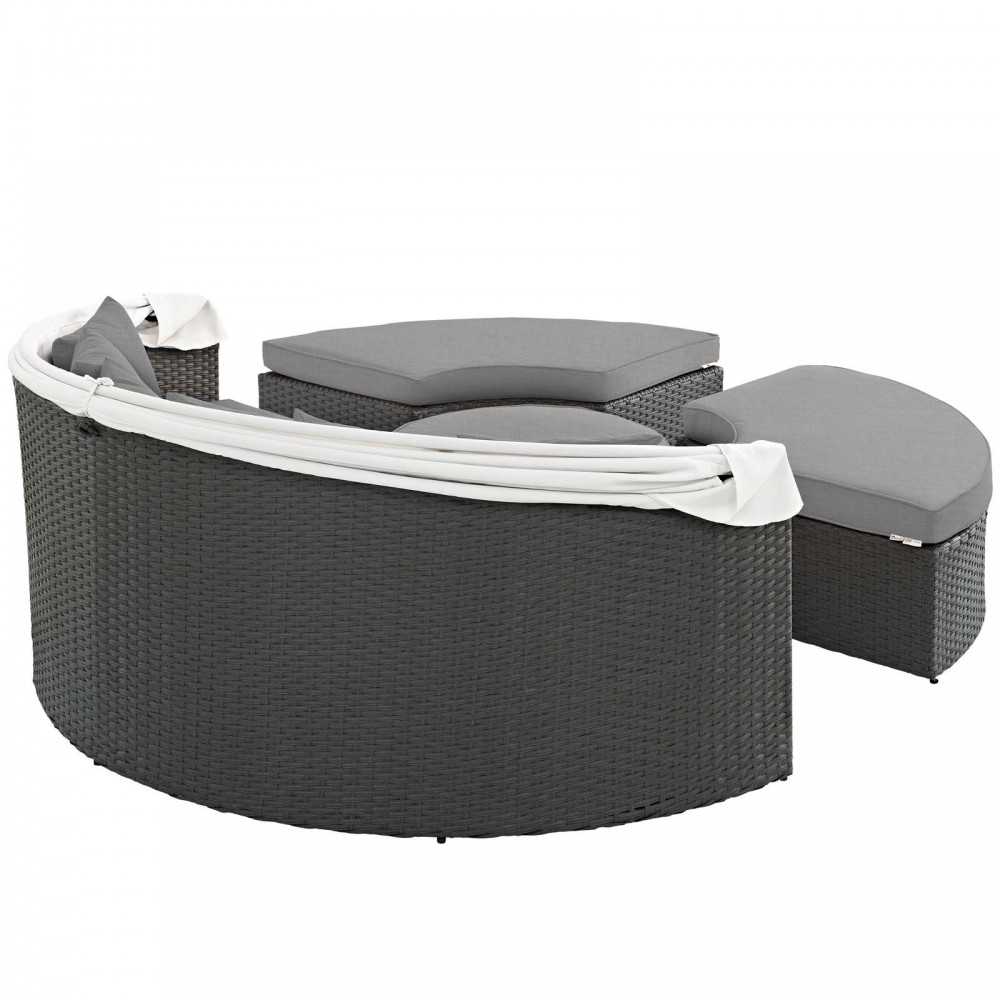 Sojourn Outdoor Patio Sunbrella Daybed, Canvas Gray, EEI-1986-CHC-GRY