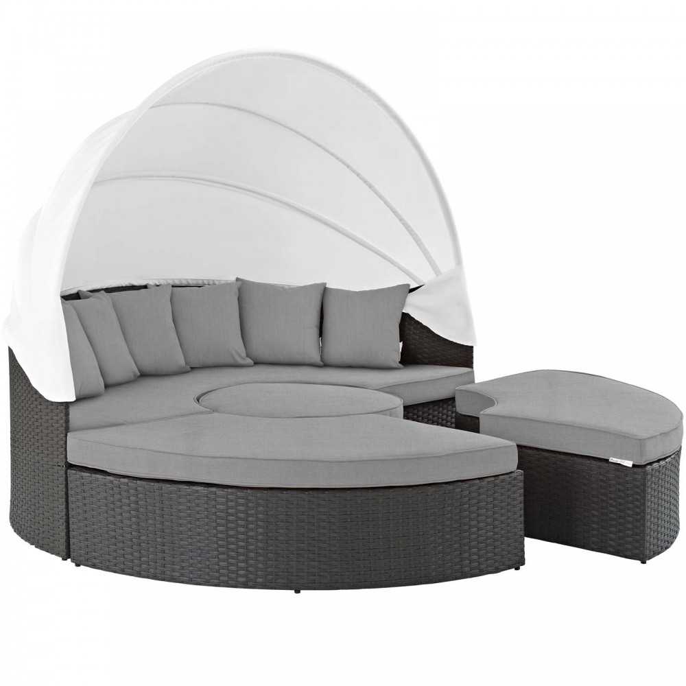 Sojourn Outdoor Patio Sunbrella Daybed, Canvas Gray, EEI-1986-CHC-GRY