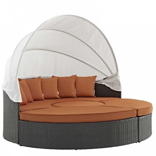 Sojourn Outdoor Patio Sunbrella Daybed, Canvas Tuscan, EEI-1986-CHC-TUS-SET