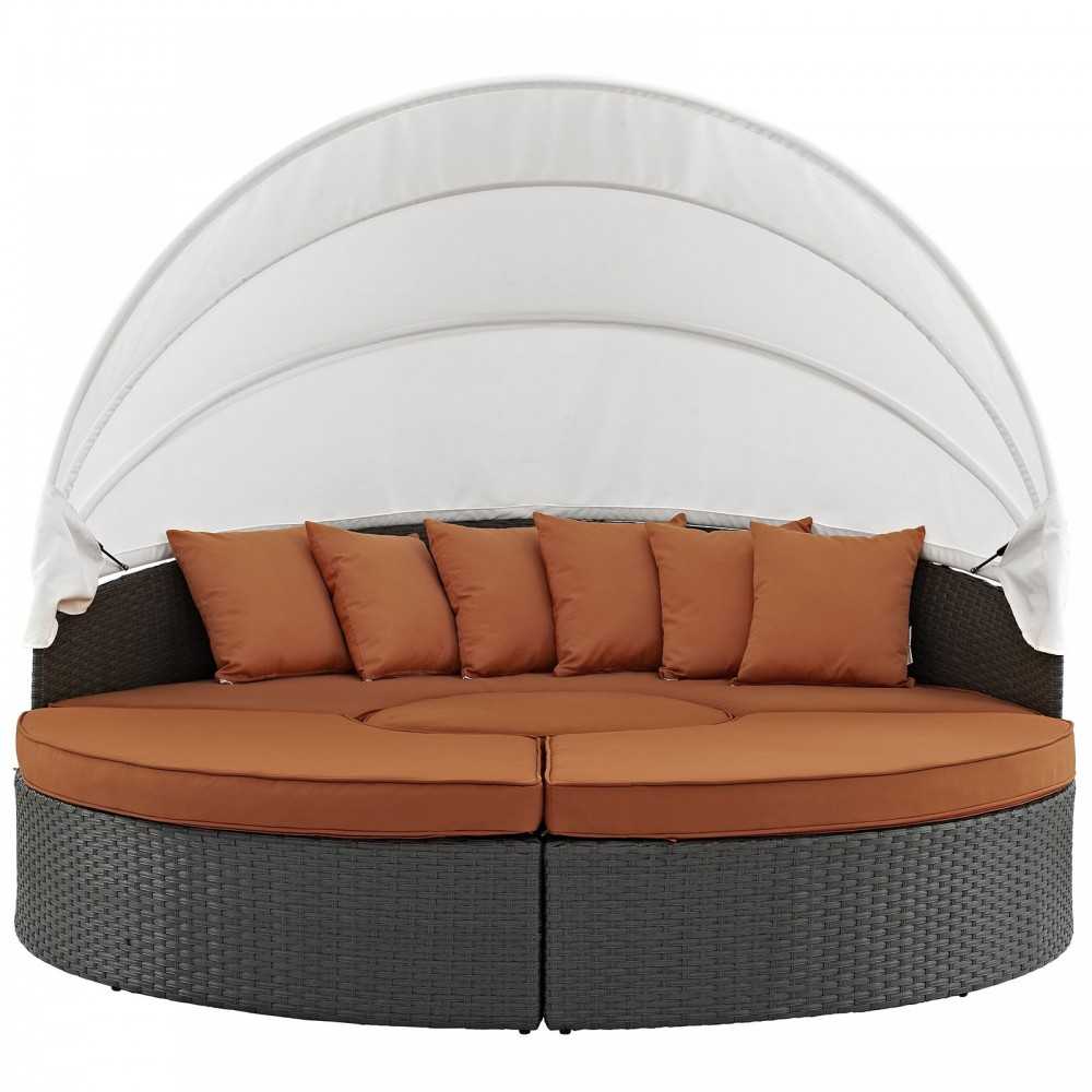 Sojourn Outdoor Patio Sunbrella Daybed, Canvas Tuscan, EEI-1986-CHC-TUS-SET