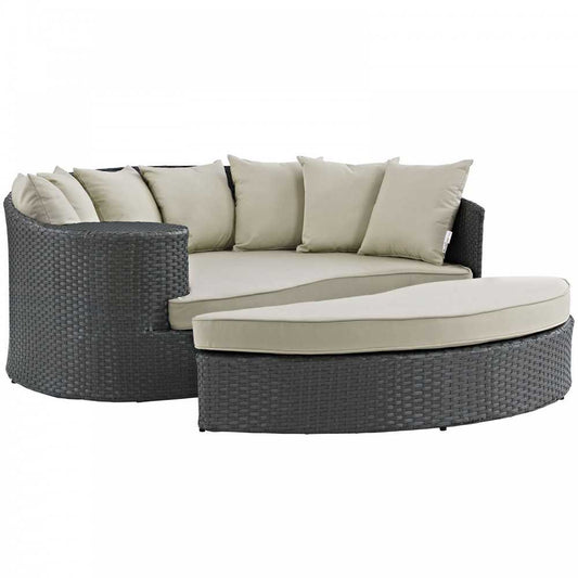 Sojourn Outdoor Patio Sunbrella Daybed, Antique Canvas Beige, EEI-1982-CHC-BEI
