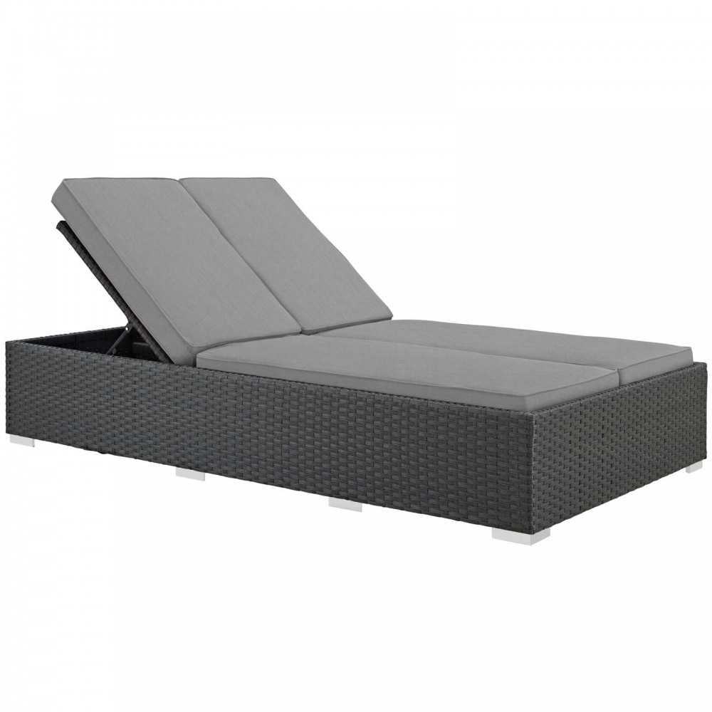 Sojourn Outdoor Patio Sunbrella Double Chaise, Chocolate Gray